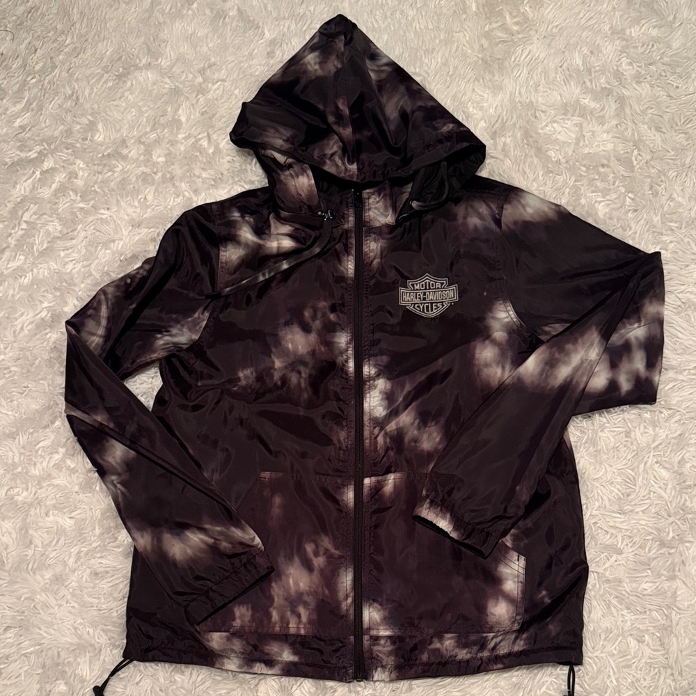 Harley-Davidson Black and White Tie-Dye Jacket